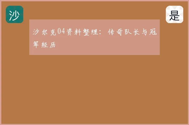 沙尔克04资料整理：传奇队长与冠军经历